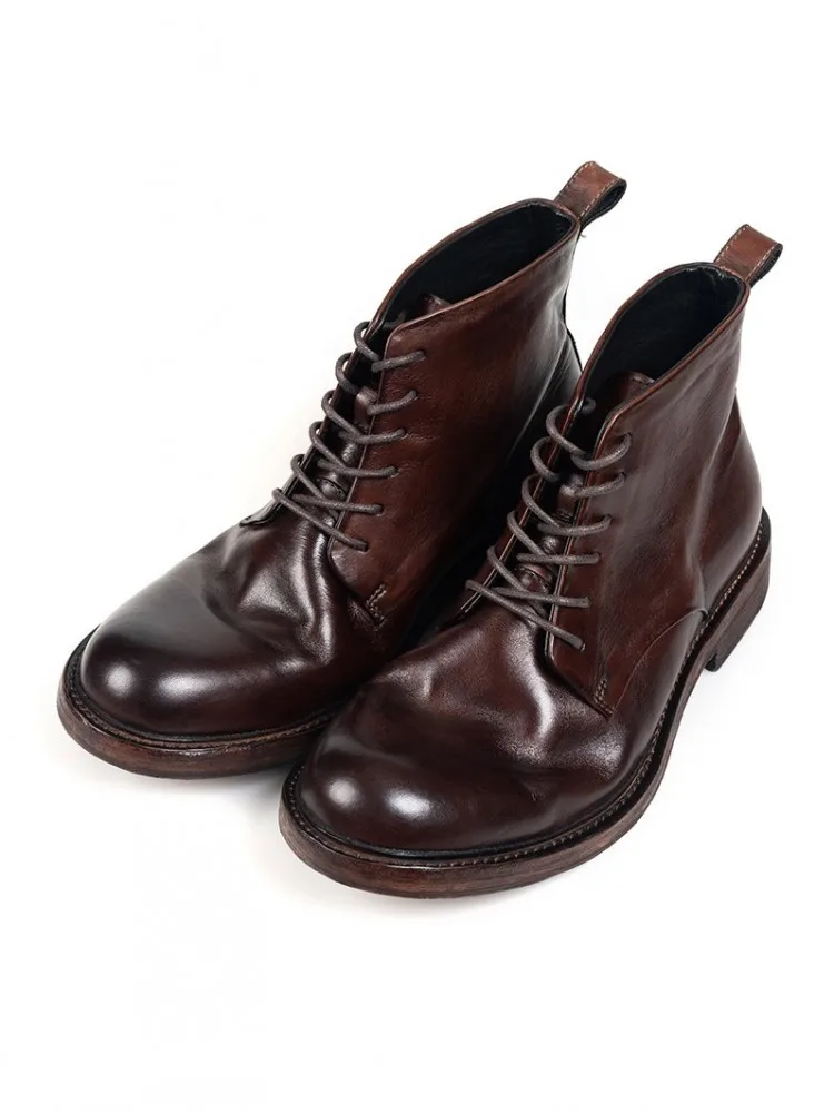 Retro Men Genuine Leather Boots Handmade Business Casual High Top Shoes Male Ankle Boots Plus Size 45 46 47 48 Customized 7 Days