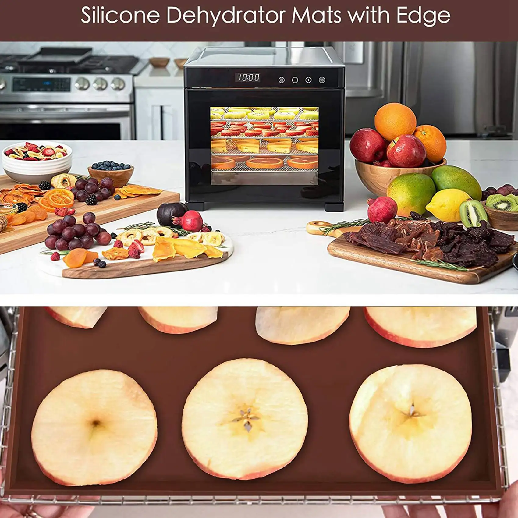 

A92P, 12 упаковок, силиконовые дегидраторы, антипригарные лотки для дегидратора с квадратными краями для мяса, овощей, фруктов, пищевых продуктов, коврик для сушки