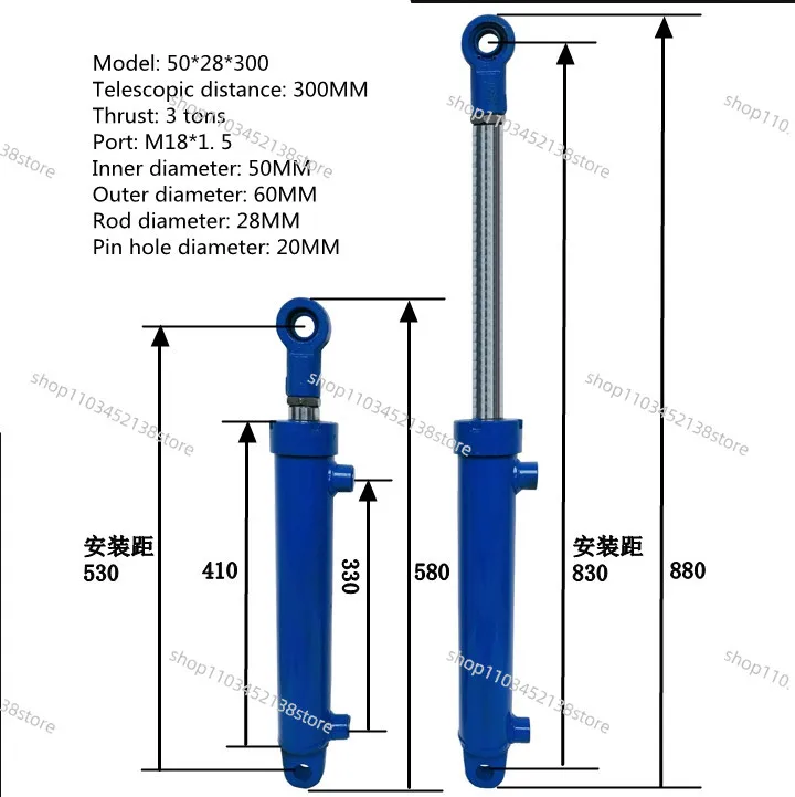 3 Ton Hydraulic Cylinder Bore 50 Hydraulic Cylinder Two-way Lift Cylinder Accessories