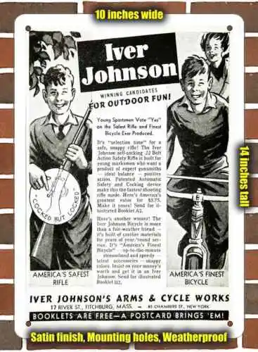 Metal Sign - 1938 Iver Johnson Guns and Bicycles- 10x14 inches