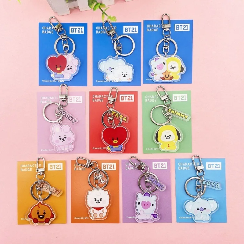 2021 NEW Cute cartoon Decorative Keychains Boy girl Gift Kawaii Key Rings Acrylic Keyring Birthday gifts for friends classmates