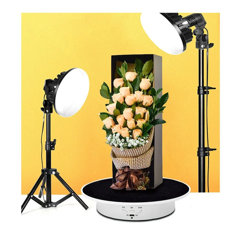 A13E-Rechargeable Automatic Revolve Live Jewelry Artifacts Video Electric Rotational Table Panoramic Display Table