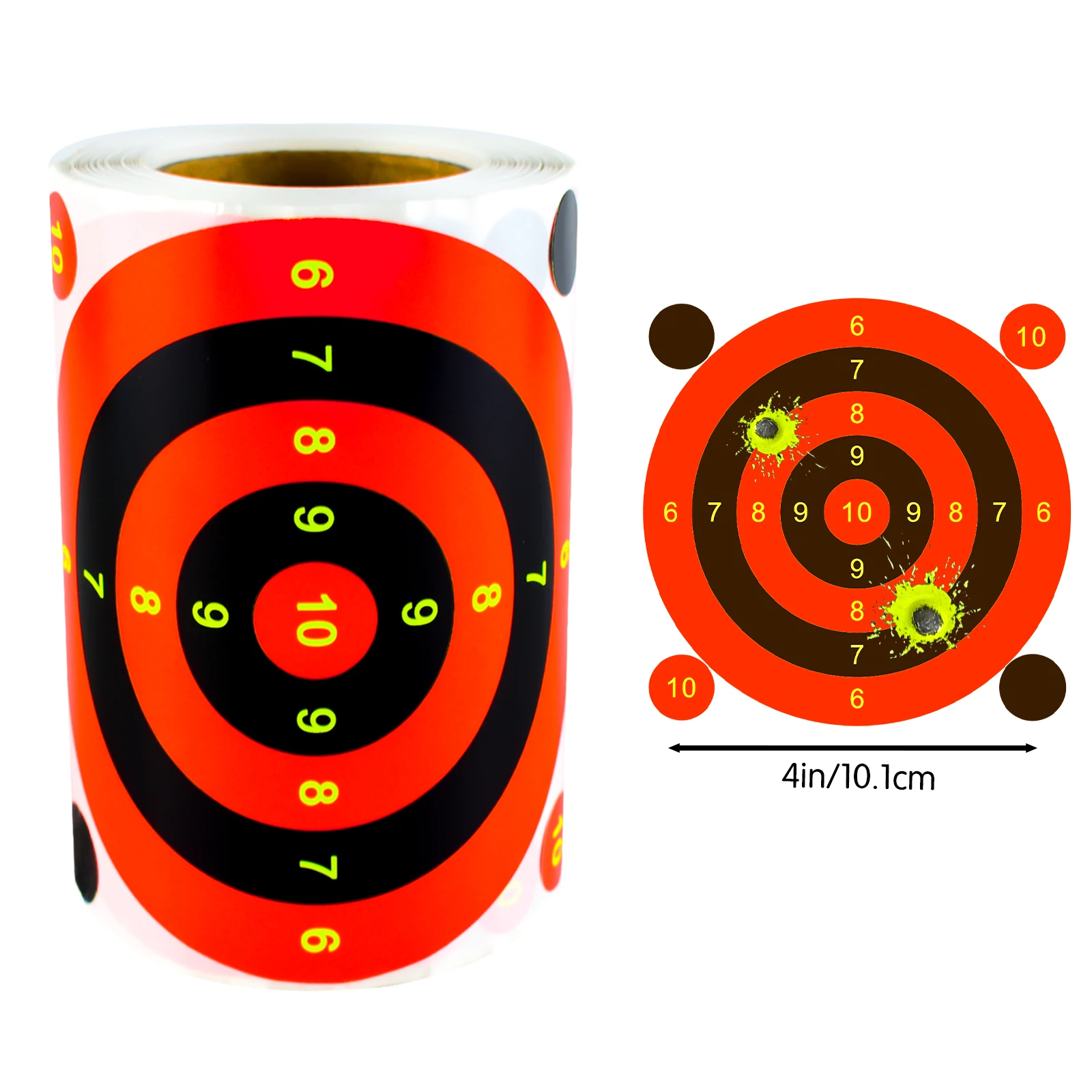 100 шт. 4-дюймовые маркировочные наклейки для стрельбы по мишеням, наклейки для тренировок по стрельбе по мишеням, флуоресцентные цветные этикетки (можно использовать для практики реальной практики пистолета и пневматического оружия)