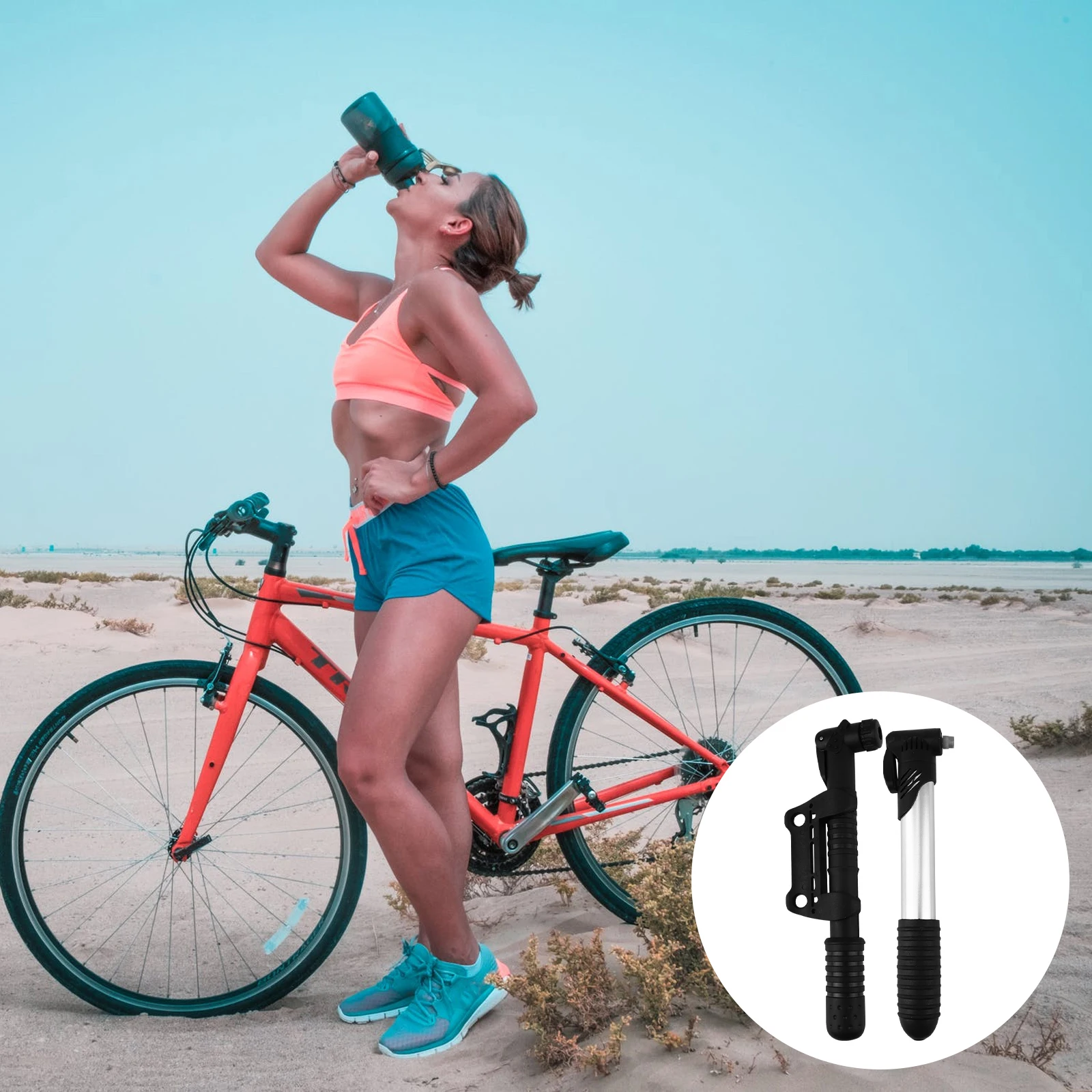 

2Pcs Lightweight Mini Bike Pump High Pressure Fast Inflation Tire Inflator Portable Pump for Road Mountain Cycling