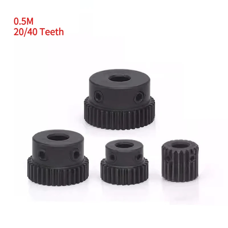 Step Gear 20/40 Teeth Bore 5/6/6.35/8/10mm 0.5M 45# Steel Metal Motor Cam Gear Spur Gears