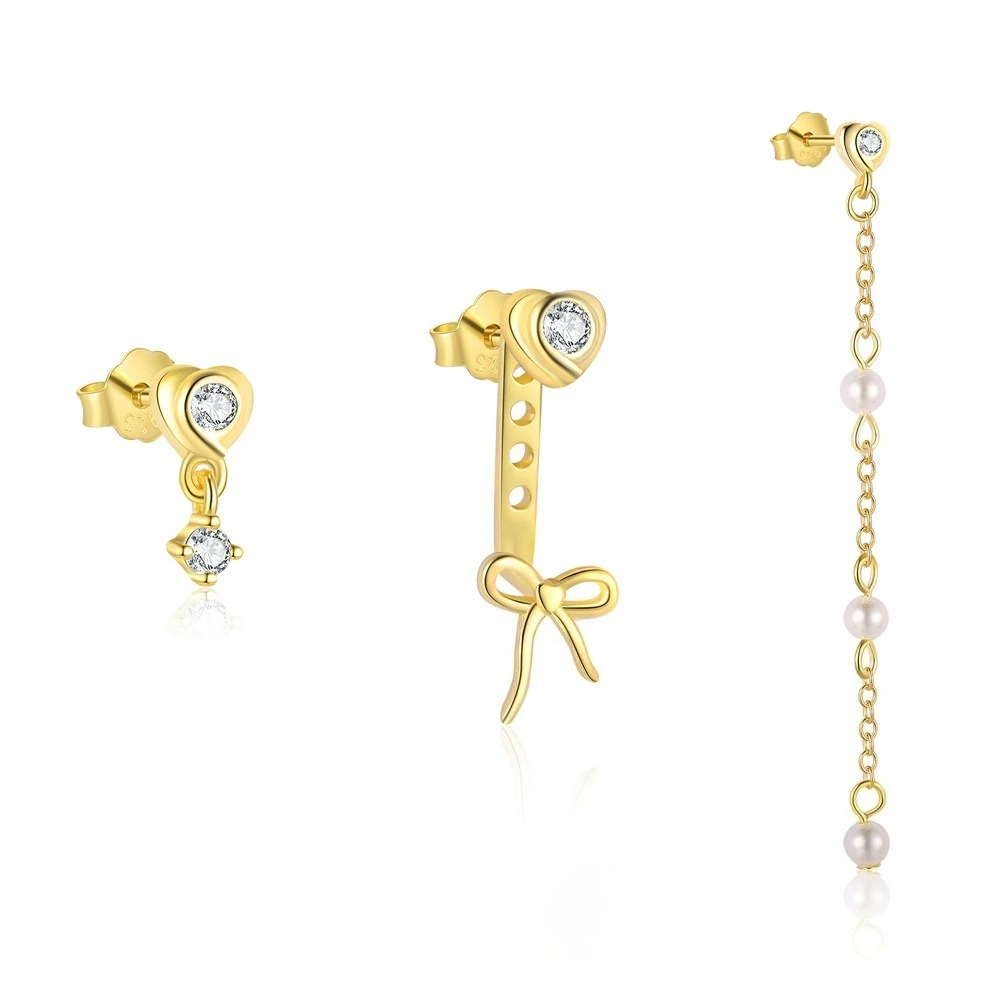 

S925 Pure Silver Bow Tie Earrings for Women, Simple and Niche Design, Versatile Lightweight Luxury Zircon Earrings.