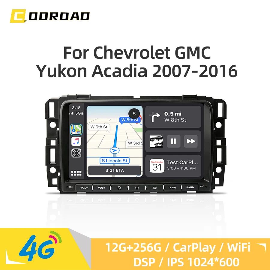 Android 14.0 CarPlay Multimedia Player GPS Navigation 4G WiFi Bluetooth RDS Car Radio For GMC Sierra Yukon Acadia/Buick Enclave