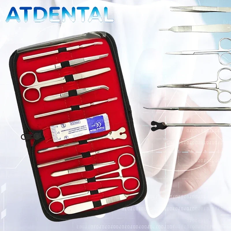 Stainless Steel Anatomy Dissection Kit 22Pcs with Probe Scissors Tweezers for Biology Lab and Student Use