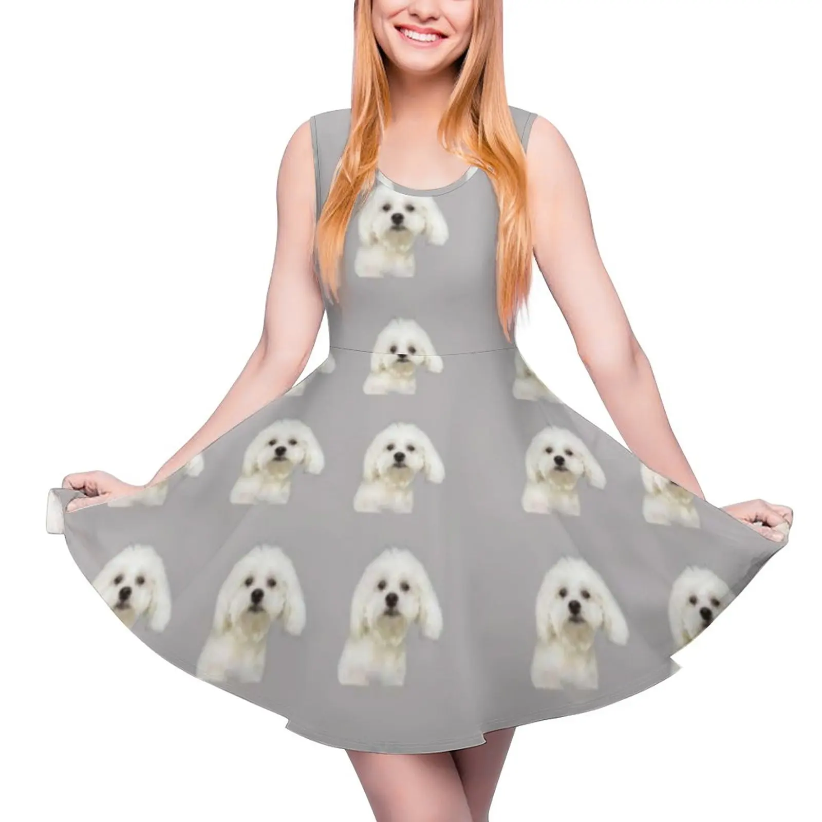 Dog Dress Maltese Party Cheap Dresses Casual Girls Pattern One-Piece Dress