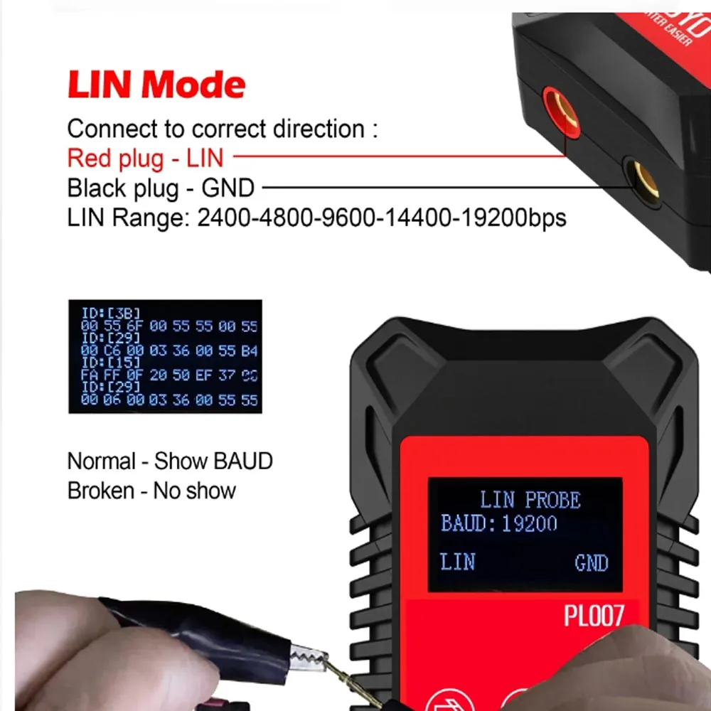 WOYO PL007 CAN LIN Bus Analyzer PWM Signal Tester Baud Rate Detector Vehicle Diagnostic Tool for Car ECU Bus Signal Test