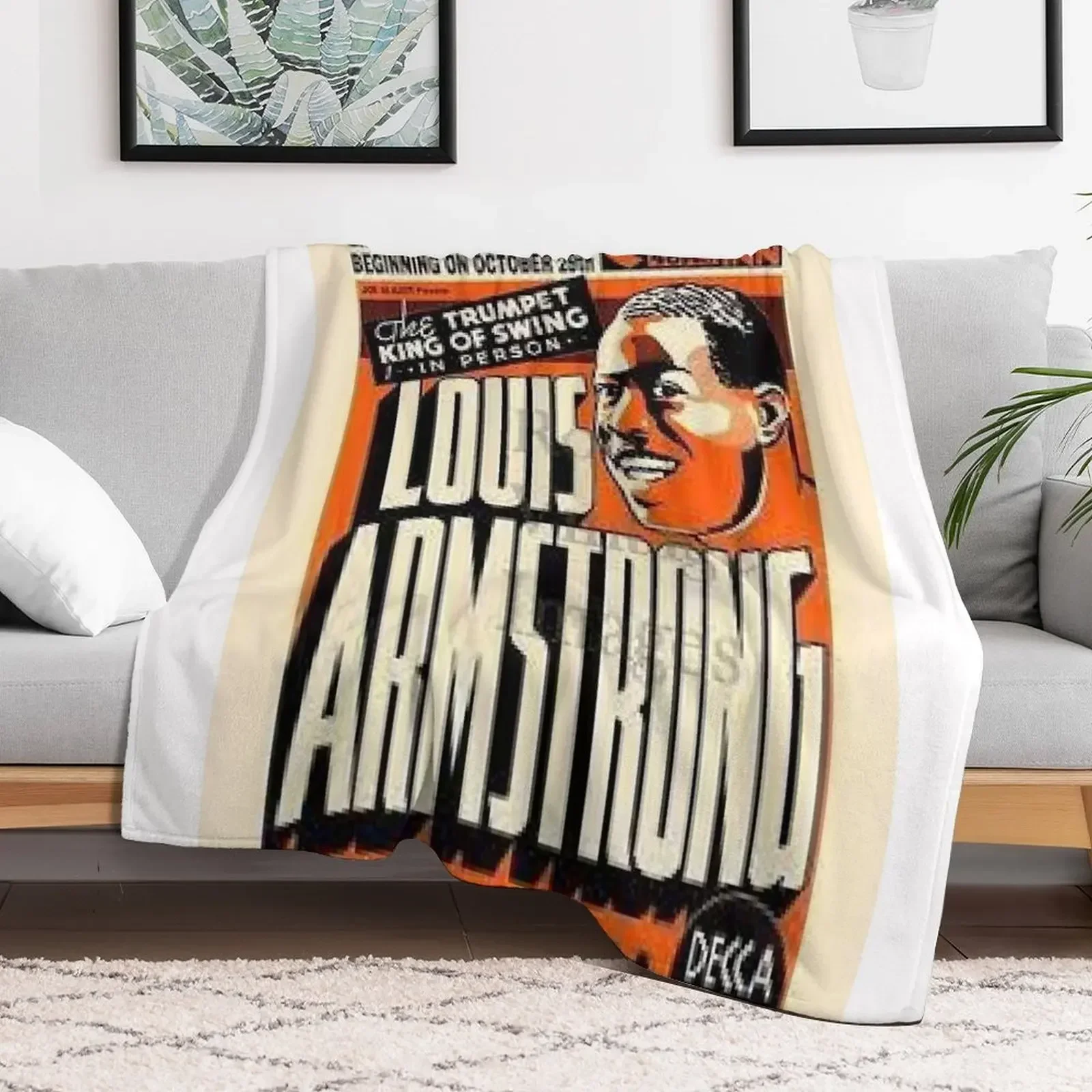 

Louis Armstrong Retro poster Throw Blanket Large Furrys Picnic Flannel Fabric Blankets Luxury Throw Blankets For Sofas Blankets