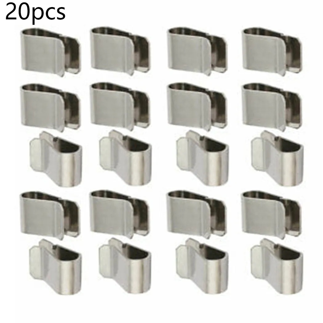 

20pcs Stainless Steel Cable Clip Silver Tone Solar Photovoltaic Parts Accessories Cable Clip Wires Clamp