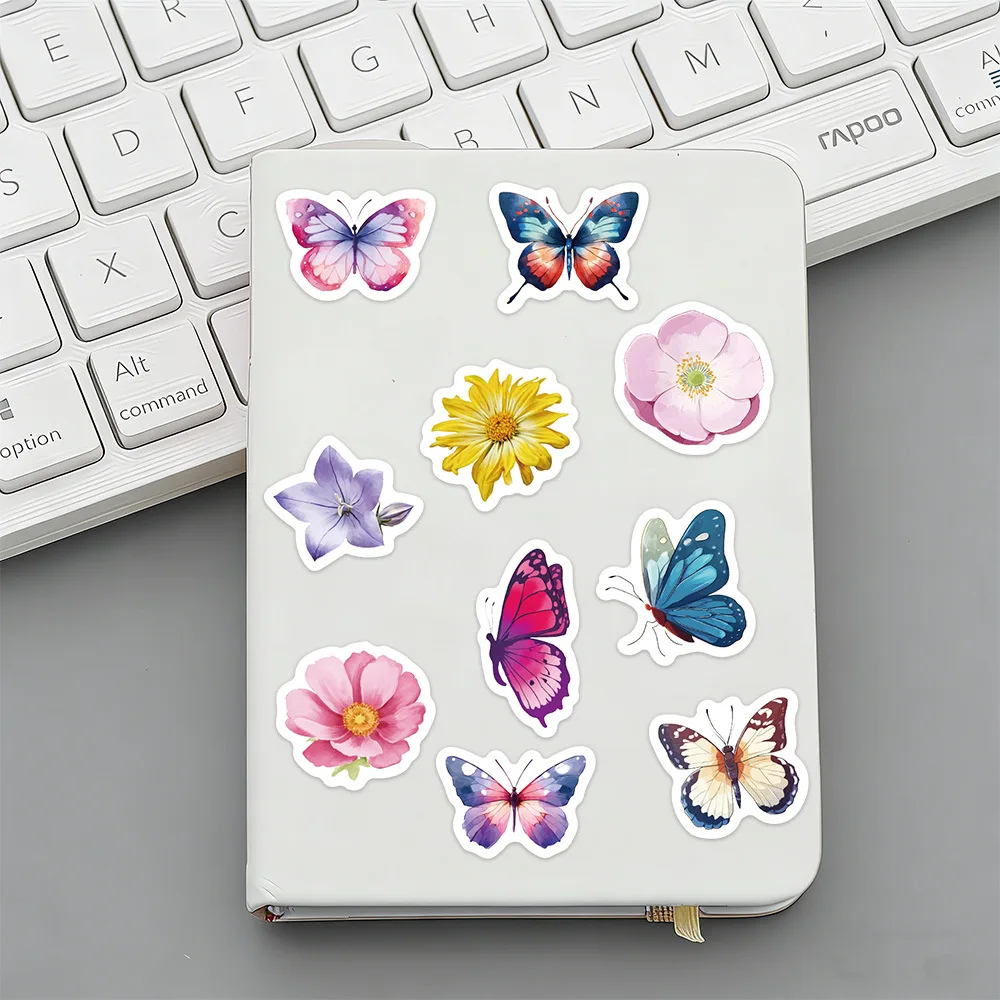 500 Pcs Per Roll Butterfly Insect Goose Flower Stickers Waterproof Decals for Journal Phone Case Laptop Luggage Gift