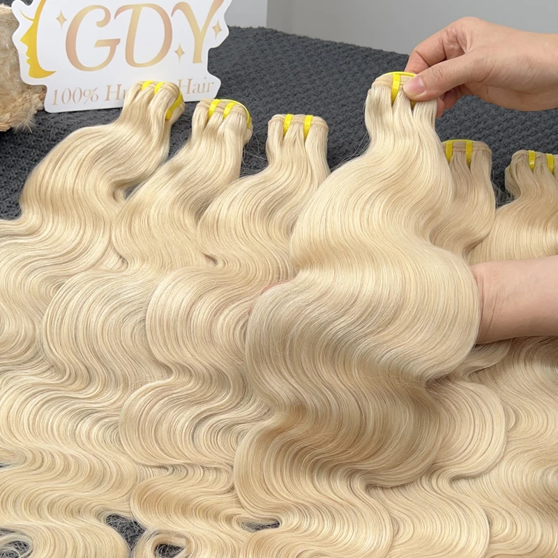 #60 Colored Body Wave Bundles 100% Vietnamese Raw Virgin Human Hair Extensions Tissage Blonde Double Weft Unprocessed Hair Full