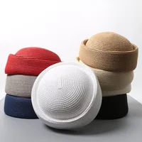 Straw Pillbox Hat Summer Beret Sun Hats Japanese Retro Weeding Fedora Hostess Fashion Millinery Fascinator Designer Painter Hat - Image 3