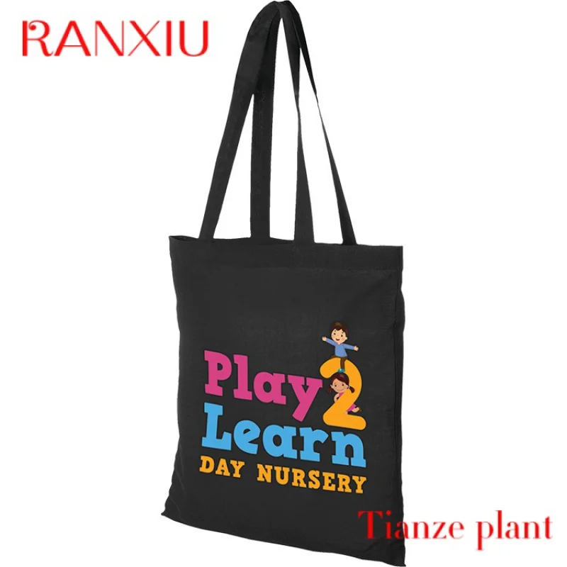 Custom Custom Print Personalized Reusable Shopping Printing Cotton Bag With Logo Canvas Packing Tote Bag Hand Shoulder Cotton Ba