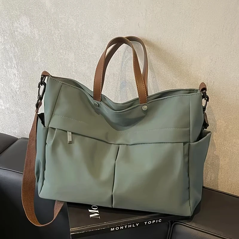 

Stylish Nylon Women Tote Bag Shoulder Bag Featuring Two Pockets Large Capacity Commuting Handbag