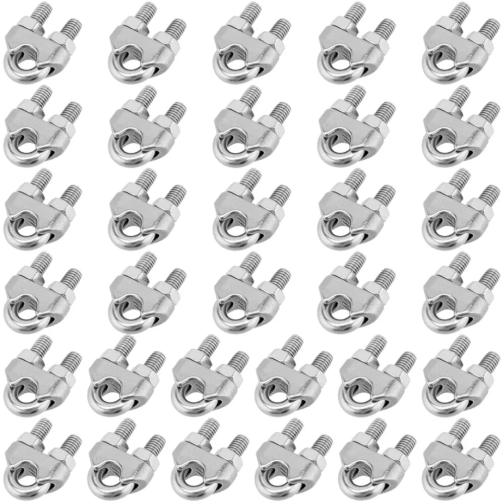 

32 шт. зажимов для троса из нержавеющей стали M6 1/4 дюйма, кабельные зажимы, U-образные болтовые зажимы для троса, крепежные зажимы для троса