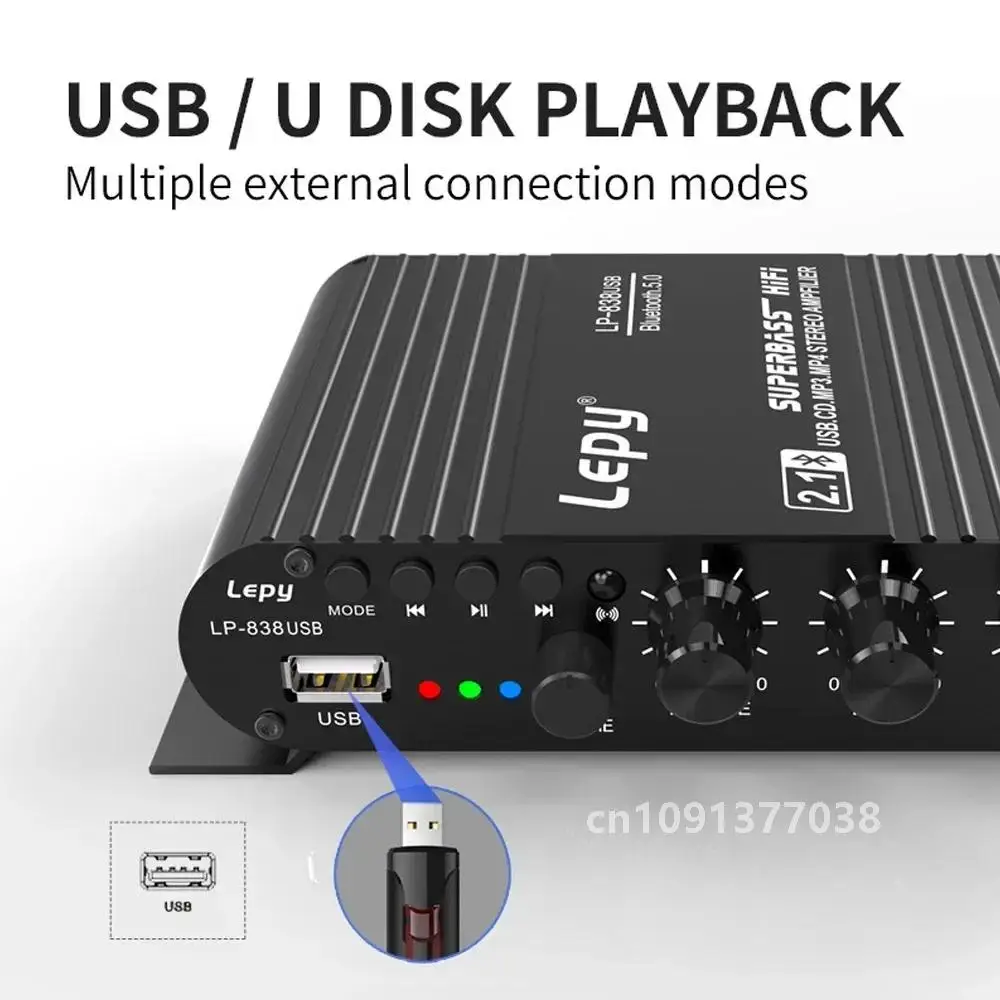 LEPY 838 USB بلوتوث 5.0 مضخم الصوت HIFI 2.1 Ch 12V سيارة المنزل أمبير محرك أقراص USB ضياع الموسيقى مناسبة للتحدث 4-8 أوم