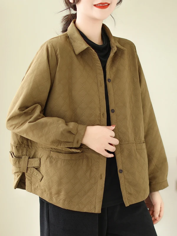 

Sli ort Стеганый Jaet женский повседневный винтажный дизайн воротник большого размера теплый хлопок из смеси полиэстера длинный топ све