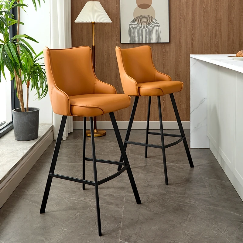 

‌Luxury Bar Stool-Modern Kitchen Island Chair with Backrest Adjustable Height Counter Stool for Home Cafe & Bar, PU Leather Seat