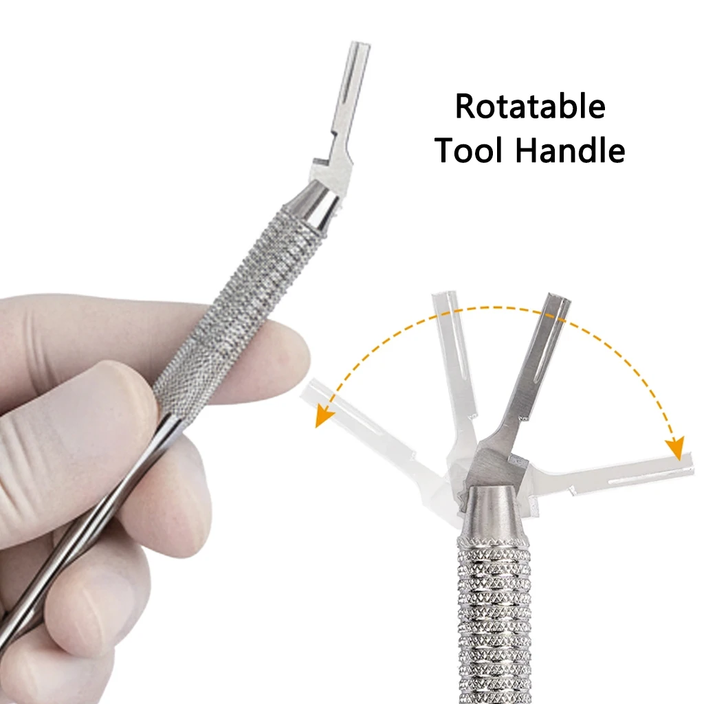 Dental Adjustable Scalpel Handle 180° Rotatable Stainless Steel Surgical Knife Holder for Oral Implant Dentistry