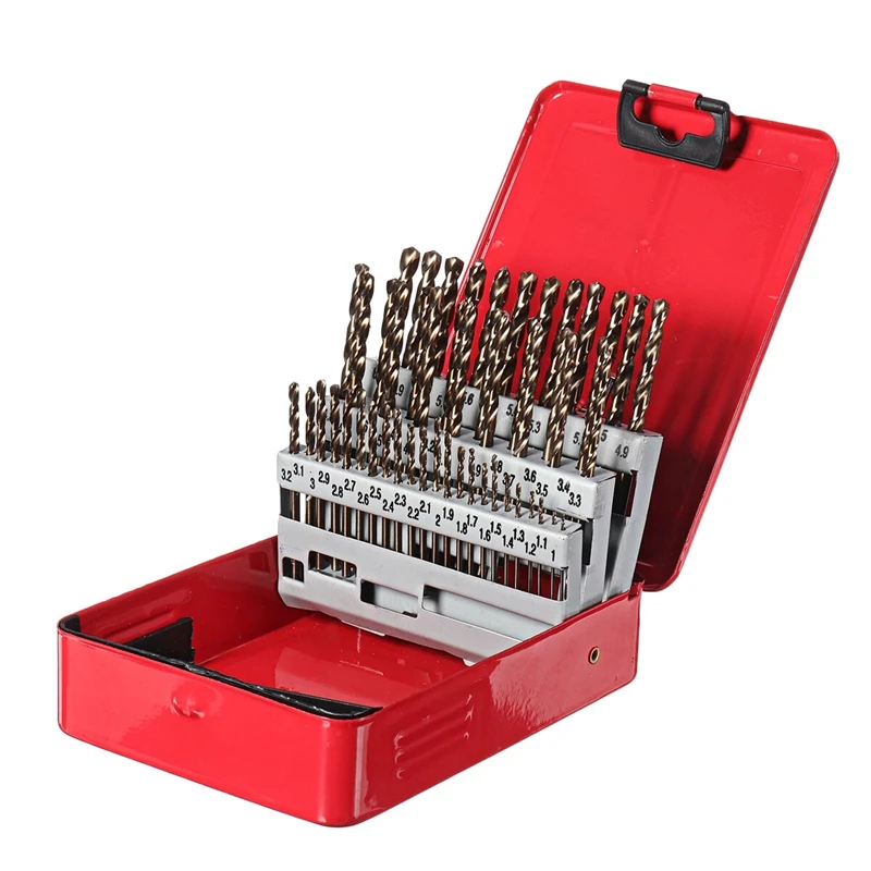 M35 Cobalt Drill Bit Set HSS-Co Twist Drill Bits With Case For Metal Stainless Steel Wood Drilling Hole 51Pcs 1-6mm/41Pcs 6-10mm