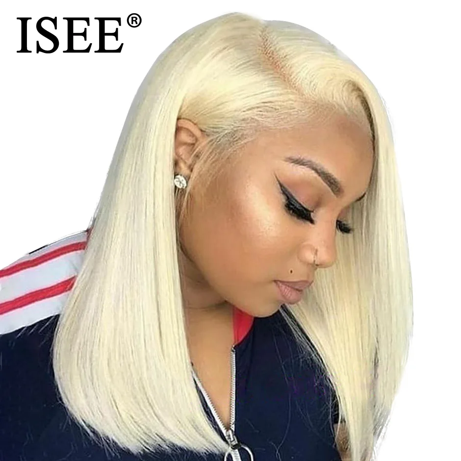 613 Straight Bob Wig 13X4 Lace Front Human Hair Wigs For Women 150% Malaysian 613 Blonde Short Bob Straight Lace Front Wig