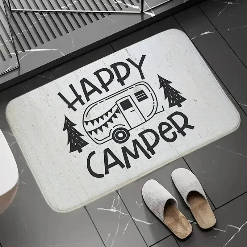 Happy Campers Auto-Muster, Bodenmatte für den Eingangsbereich, Badezimmer, saugfähiger Fuß, Fußmatte, Dekoration, Zuhause, Teppich, Schlafzimmer, Wohnzimmer
