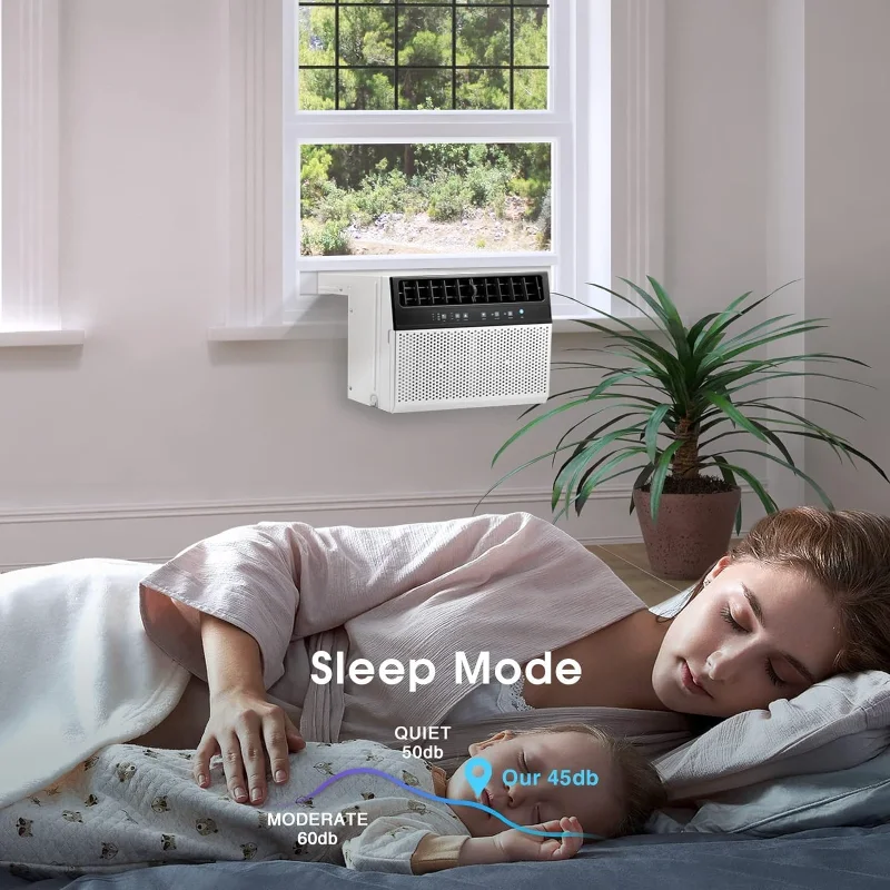 مكيفات هواء نافذة R.W.FLAME بقوة 12,000 وحدة حرارية بريطانية، وحدة مكيف هواء على شكل حرف U تبريد تصل إلى 550 متر مربع. قدم، 6 أوضاع مؤقت 24 ساعة