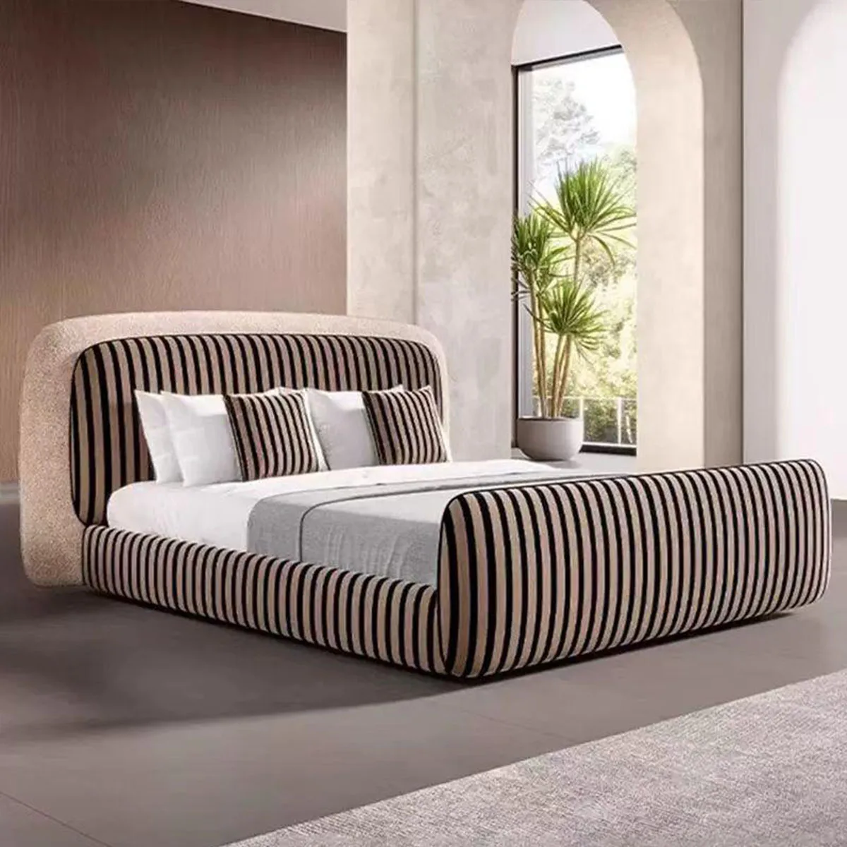 

# Для отеля, элитная современная тканевая кровать, светлая роскошная итальянская новейшая дизайнерская двуспальная кровать, каркас с обивкой, элегантная облачная кровать для дома