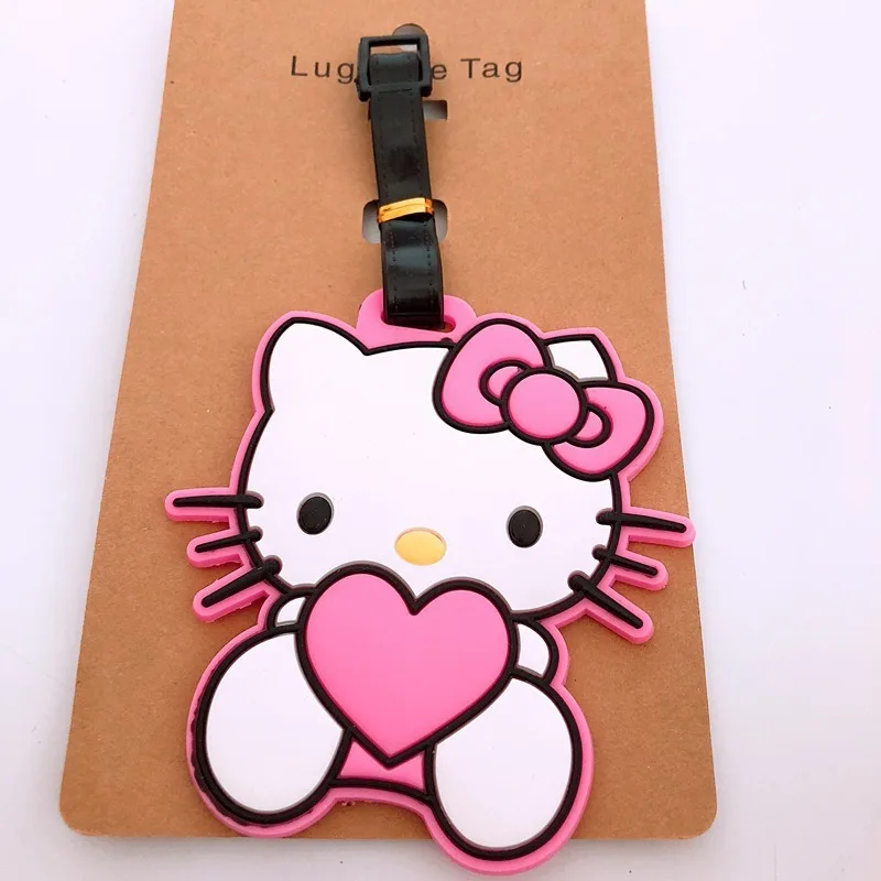 Kawaii Hello Kitty Luggage Label Cute Luggage Tag Sanrio Anime Cartoon Suitcase ID Address Holder Baggage Boarding Portable