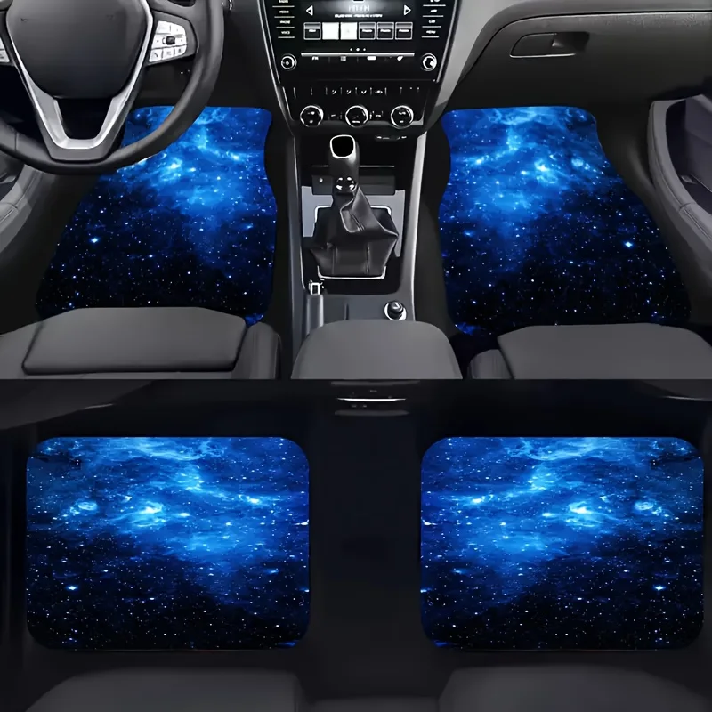

1 Set Of 4pcs Opulent Galaxy-Themed Printed Car Floor Mats - Cosmic Luxury Design, Durable & Comfortable, Fit For Sedans & SUVs,