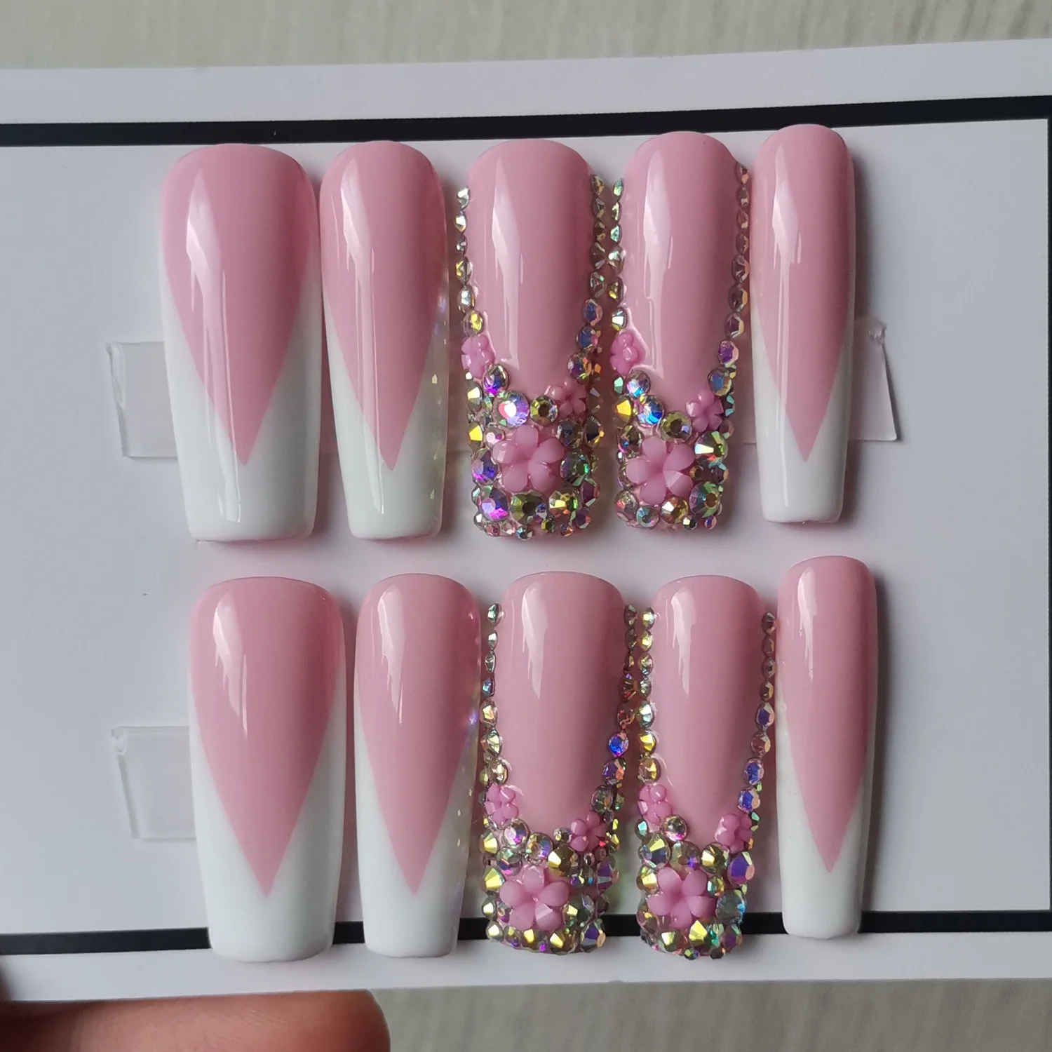 Short Square False Nails Handpainted Pattern Handmade Nails Luxury Acrylic Press On Nails Wholesale