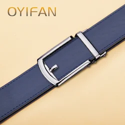 Fashion Business Men's Belt Automatic Buckle Belt Genuine Leather Belt High Quality Men's Genuine Leather Belt navy blue Belt