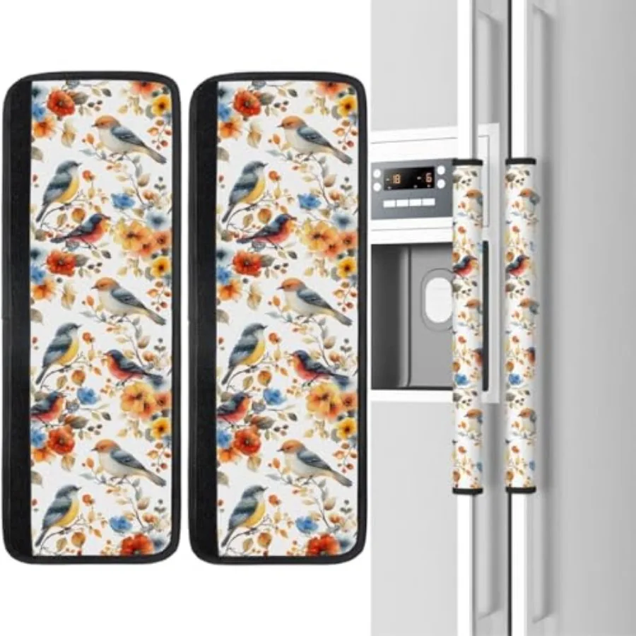 

Spring Birds Refrigerator Door Handle Covers Set of 2, Spring Decoration Neoprene Fridge Door Handle Covers Washable Non-Slip P