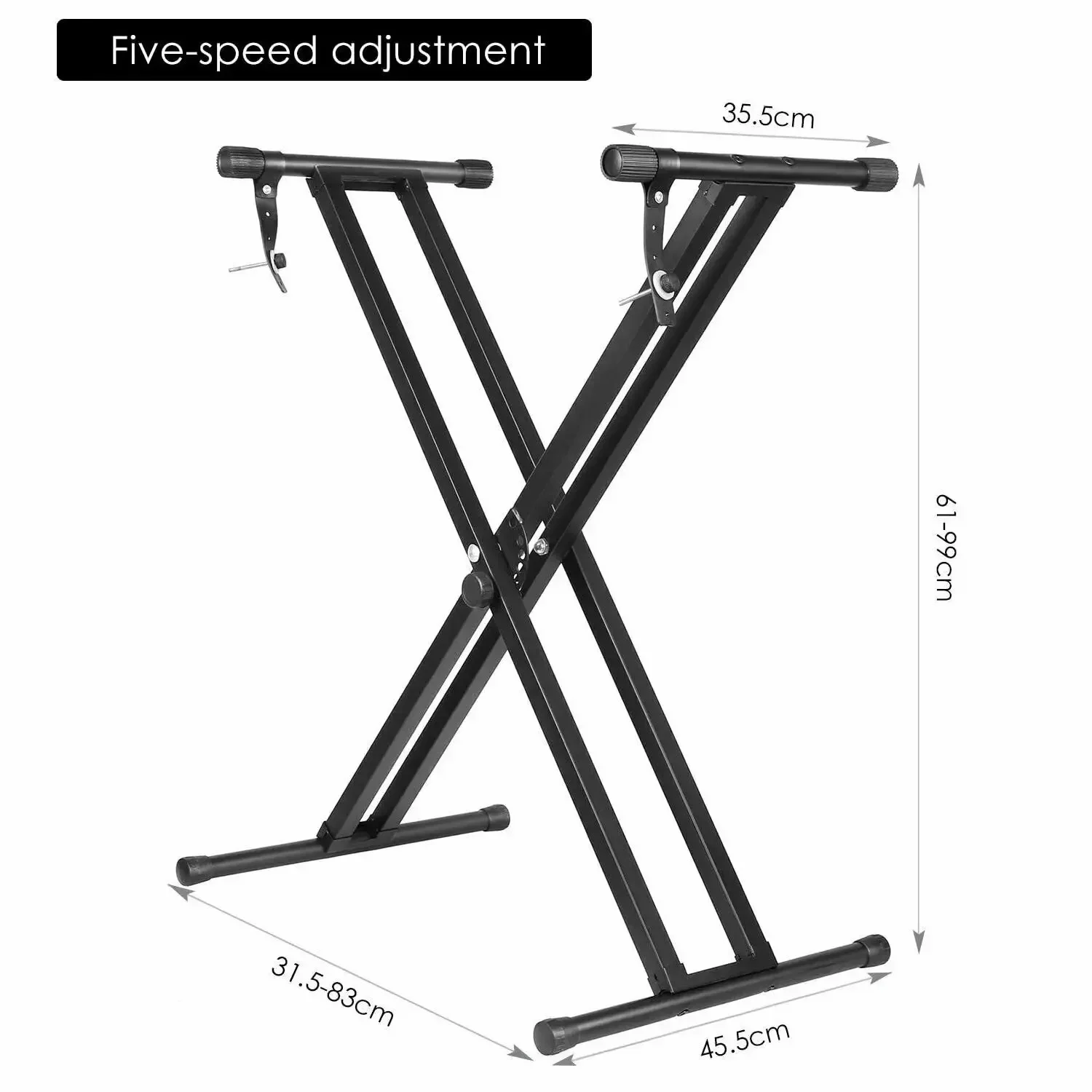 Electronic Piano Keyboard X-Type Universal Stand Double-Braced Folding Stool Seat Chair Bench with Locking Straps Adjustable - 4