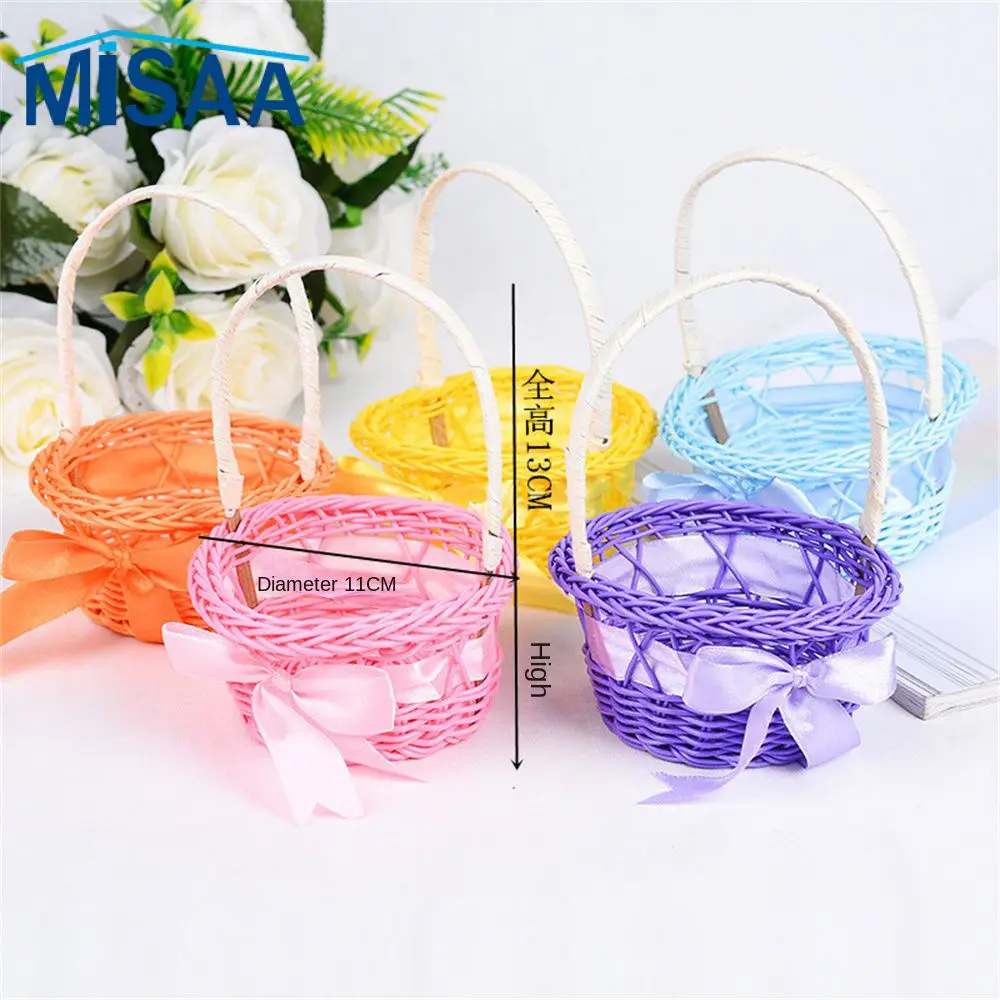 A Gift Basket Durable Non-toxic Handwork Household Flower Basket Late-model Holiday Decoration Fruit Tea Snack Bread Basket Knit