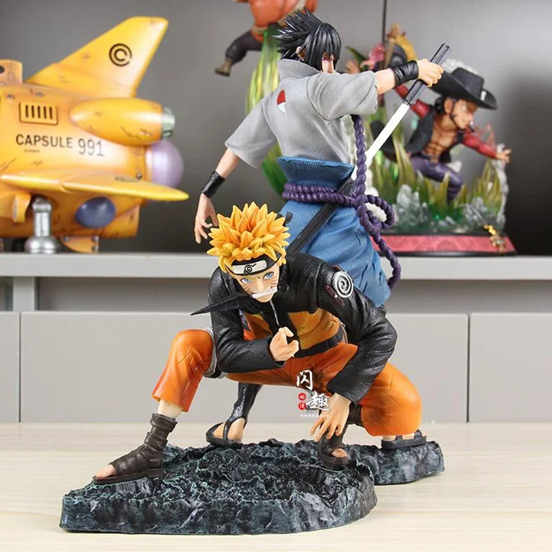 

Uzumaki Naruto and Uchiha Sasuke Action Figure Anime Naruto Figuras Toys 29.5cm PVC GK Statue Peripheral Model Ornaments Gift