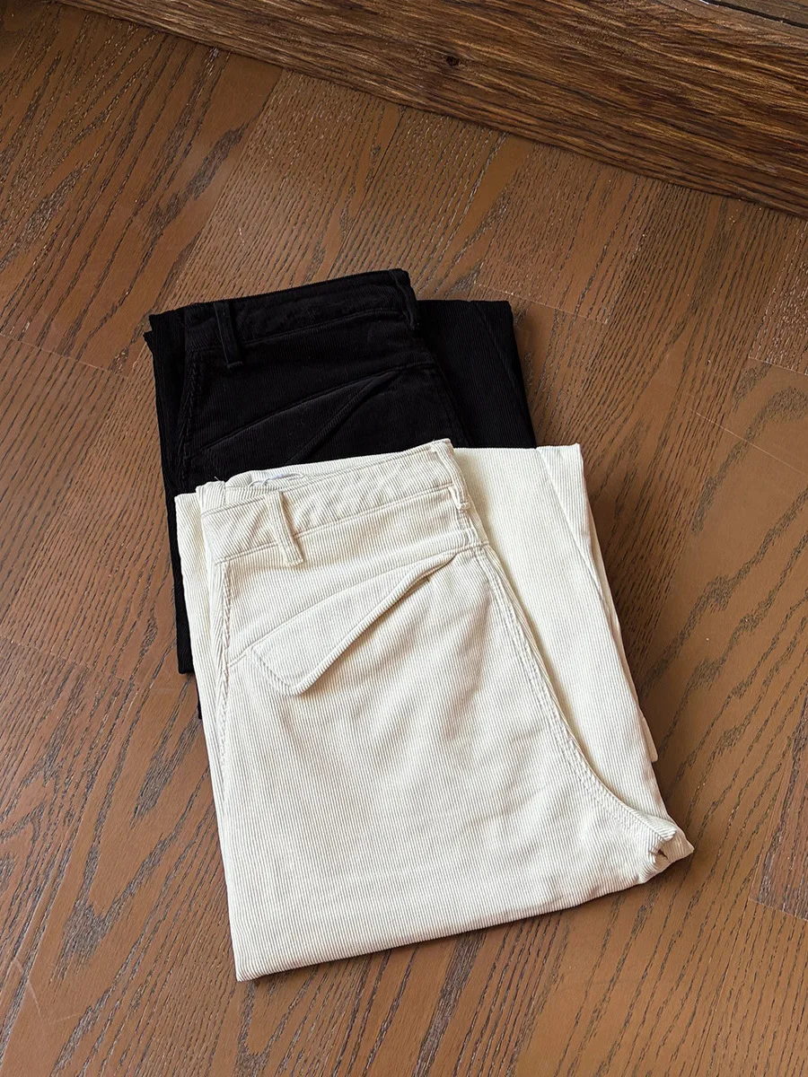 

Warm Fce Lined Men's Casual Pants Knife Cut Vintage Sle Winter Comfortable Wide Leg Trousers by EME Brand