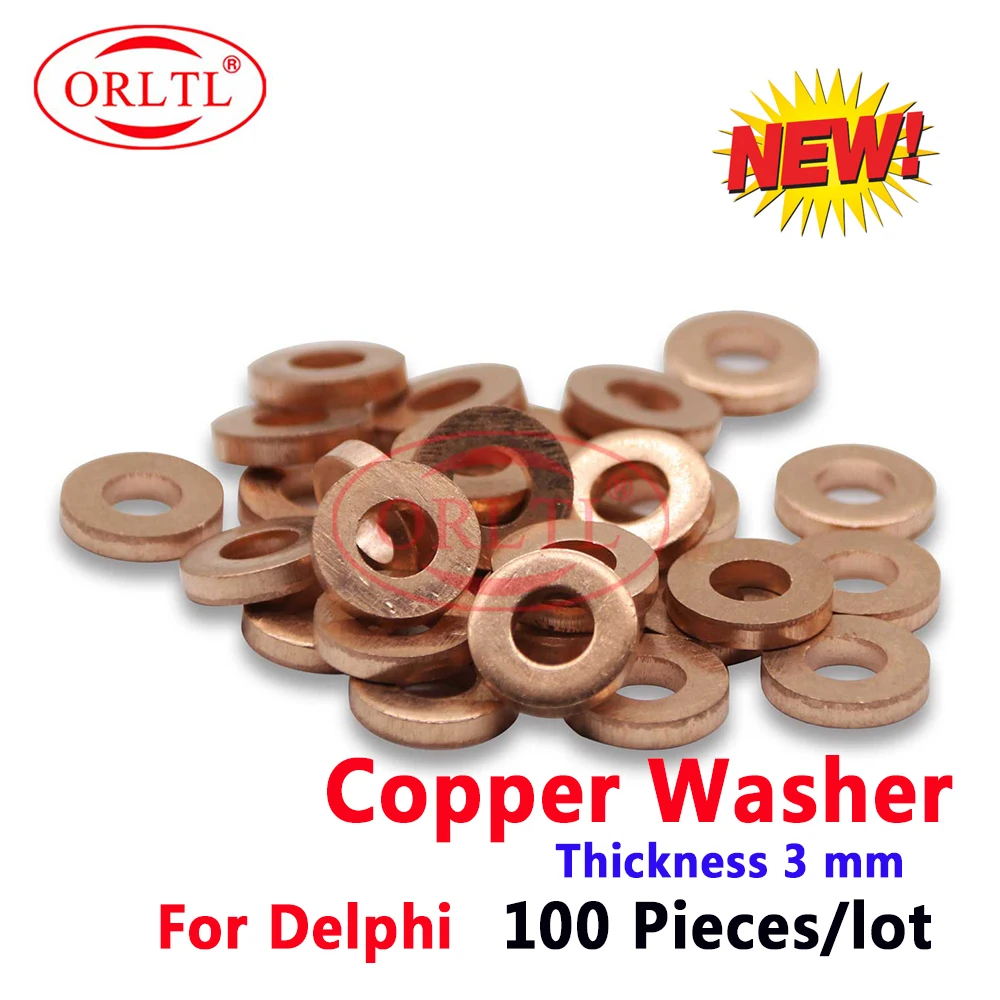 Diesel Injector For DELPHI SSANGYONG 100 PCS 7mm*15*3mm 9001850C Nozzle Copper Washer 9001-850C Rings 9001 850C EJBR04501D