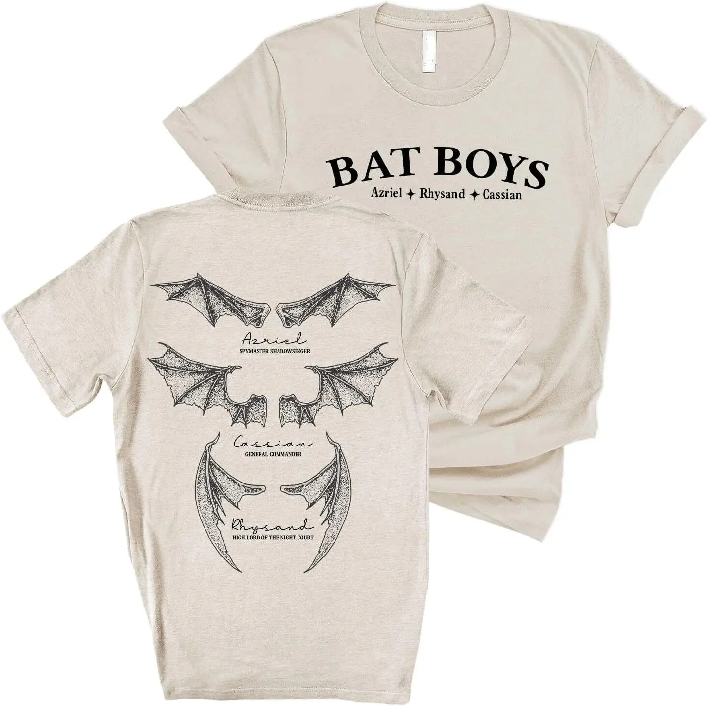 Bat Boys Shirt - The Night Court Illyrians Shirt, Acotar A Court of Thorns and Roses 2 Sided Shirt Casual O-Neck Tee