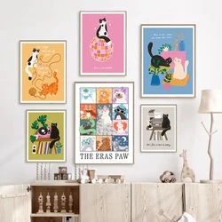 Cute Cats The Eras Paw Invisible String/Karma Is A Cat Lyrics Illustration Poster Canvas Painting Wall Art Pictures Home Decor