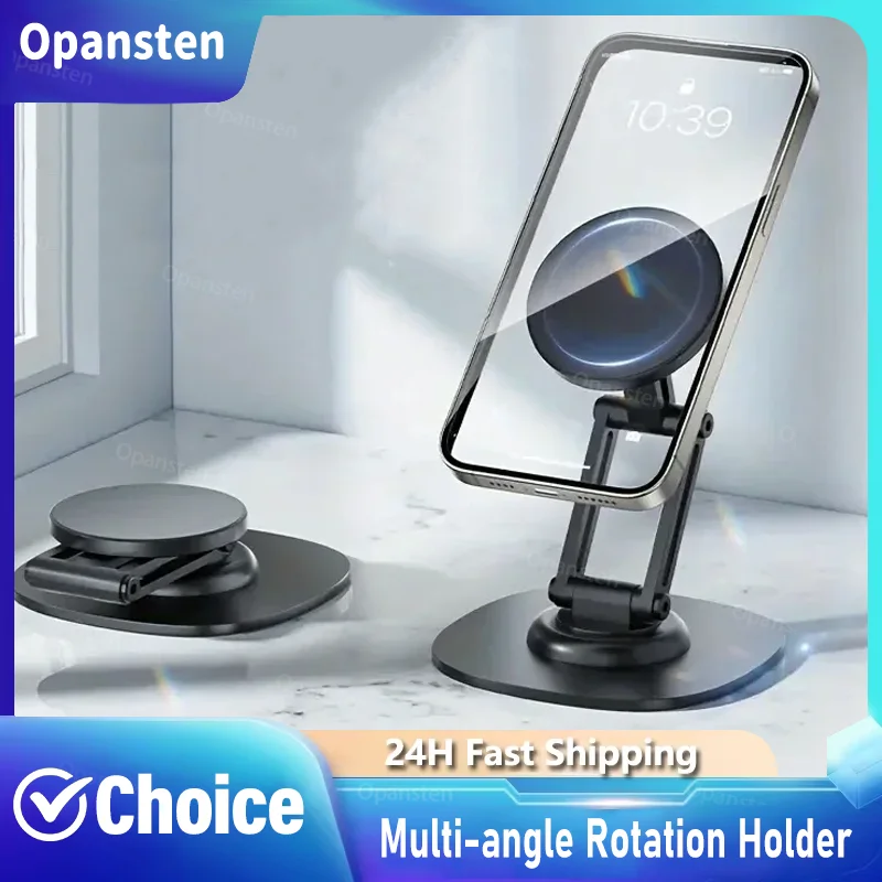 

Вращающаяся на 360° складная магнитная настольная подставка для телефона из алюминиевого сплава, держатель для Magsafe iPhone 16 15 14 13 12 Pro Max