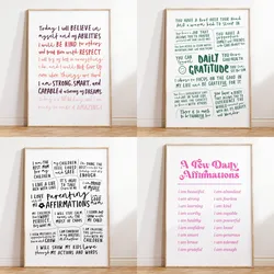 Positive Daily Affirmations Wall Art Self-healing Office Bedroom Decor Encouraging Quote Canvas Painting Self Love Prints