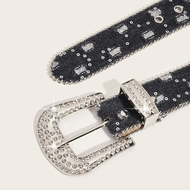 Stylish Rhinestones Buckle Waist Belt Jeweled Belt Waist Costumes Diamante Rock and Roll for Jeans Pants