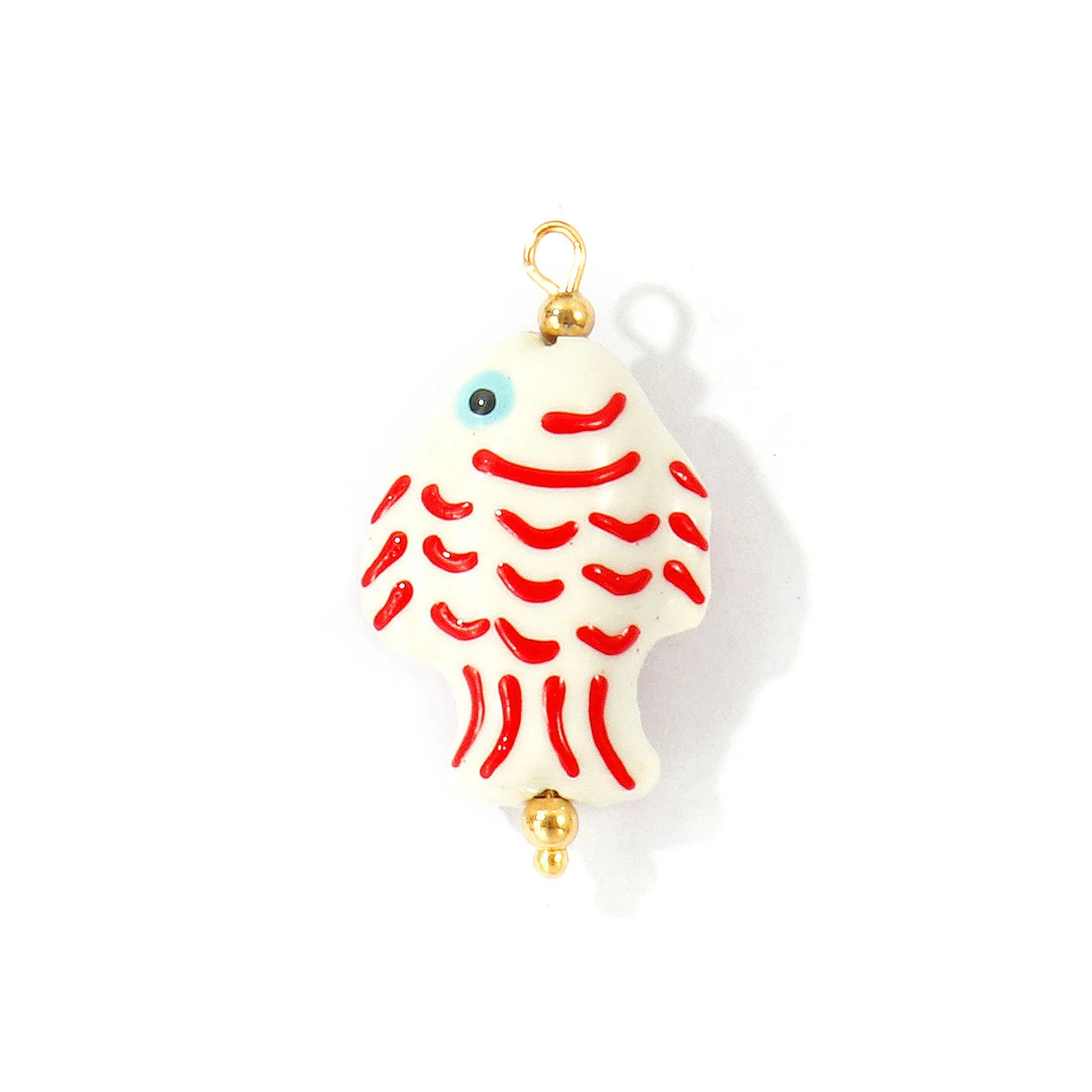 2 Stück bunte Keramik-Ozean-3D-Fisch-Schmuckanhänger, 18 Karat vergoldet, 304 Edelstahl-Charms für DIY-Halskettenherstellung – Detail 9