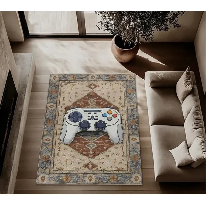 VIKAMA Retro Arcade Machine Rug, Pixel Art & Neon Gaming Carpet, Non-Slip Floor Mat for Game Room & Home Decor