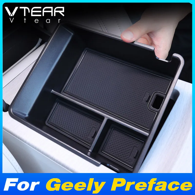 

Центральный подлокотник автомобиля Vtear, органайзер для хранения, интерьерный центральный лоток для мелочей, стильный декоративный аксессуар для Geely Preface 2025