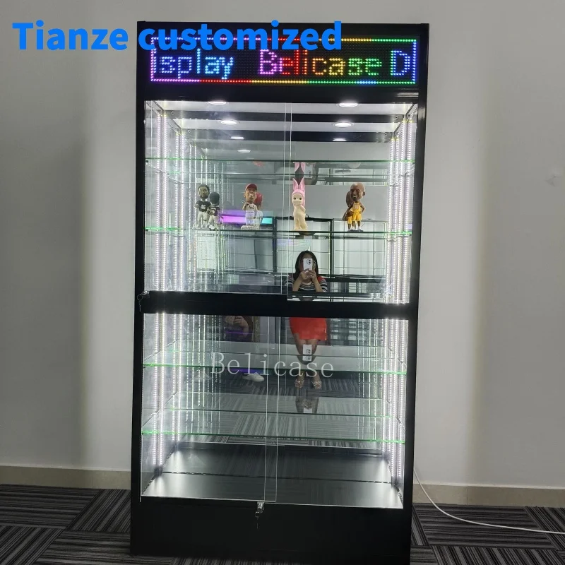 

(customized)Hot Selling Display Cases with Led Display Screen Shop Display Show Mirror Back Glass Showcase Cabinets